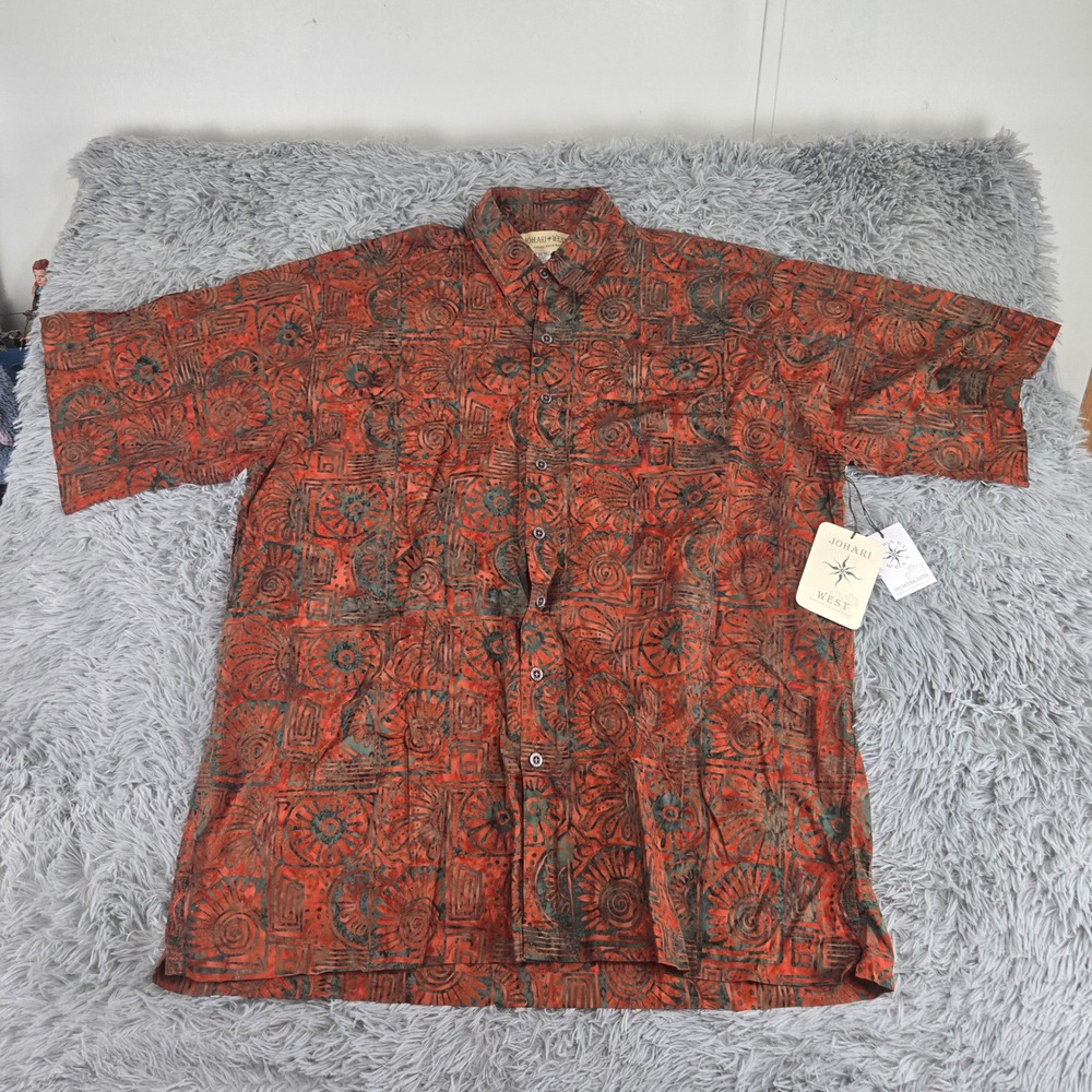 Johari West‎ Indo Bay Shirt Mens 3XLT Amber New Hand Dyed Batik Tropical AM70327